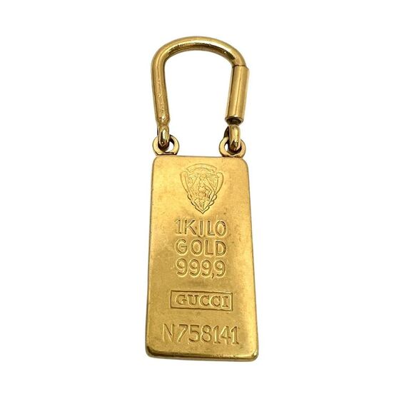Gucci 1 Kilo Gold Plated Brass Key Chain Charm Vintage from 1980's Rare Genuine - Picture 1 of 8
